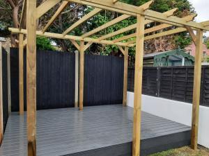 Trex Composite Decking Clam Shell and Jacksons Fencing Pergola Oilcanfinish Outdoor Living