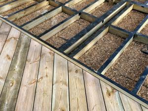 Close Up Detail Photo of Decking and Decking Frame in progress