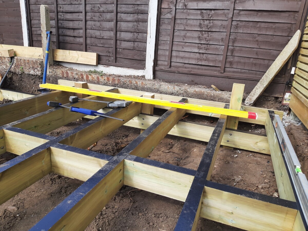 Photo of Decking Joists elevated off the ground level to permit airflow